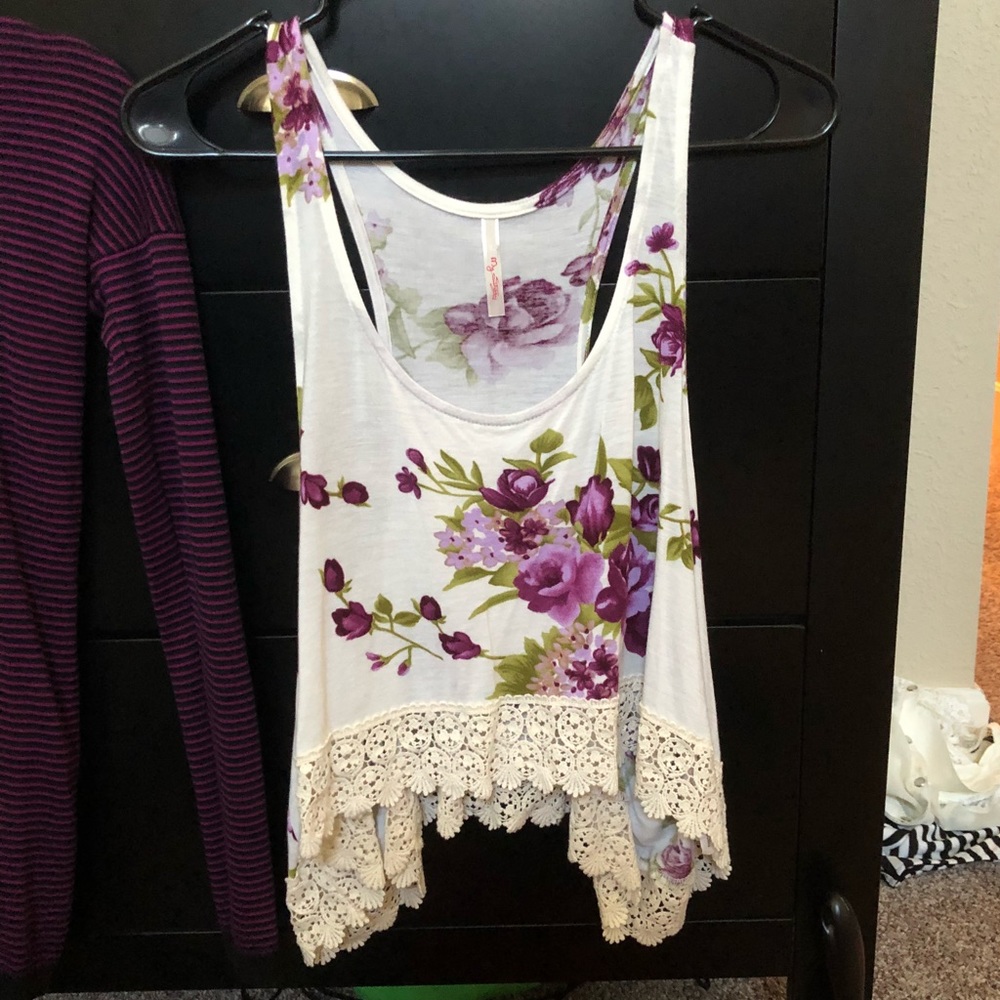 White tank top with flowers